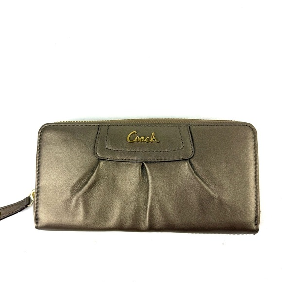Coach Handbags - Coach Ashley Wallet Bronze Gold Zip Around Organizer Clutch Liq New